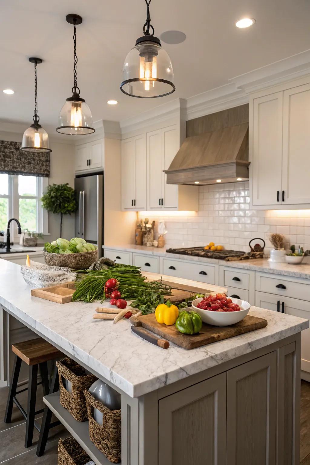 Task lighting is essential for illuminating cooking tasks.