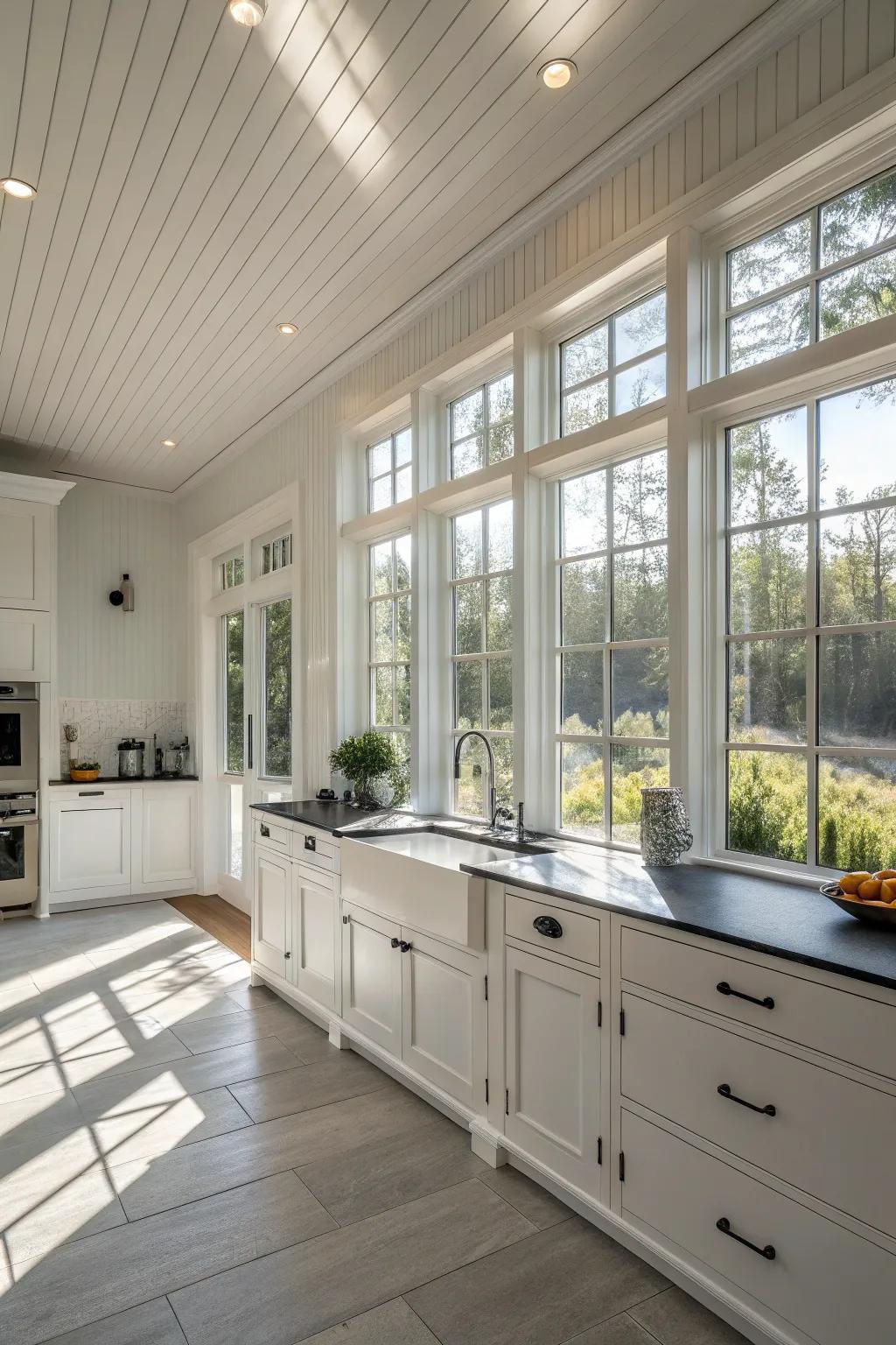 White paneling amplifies brightness and openness.