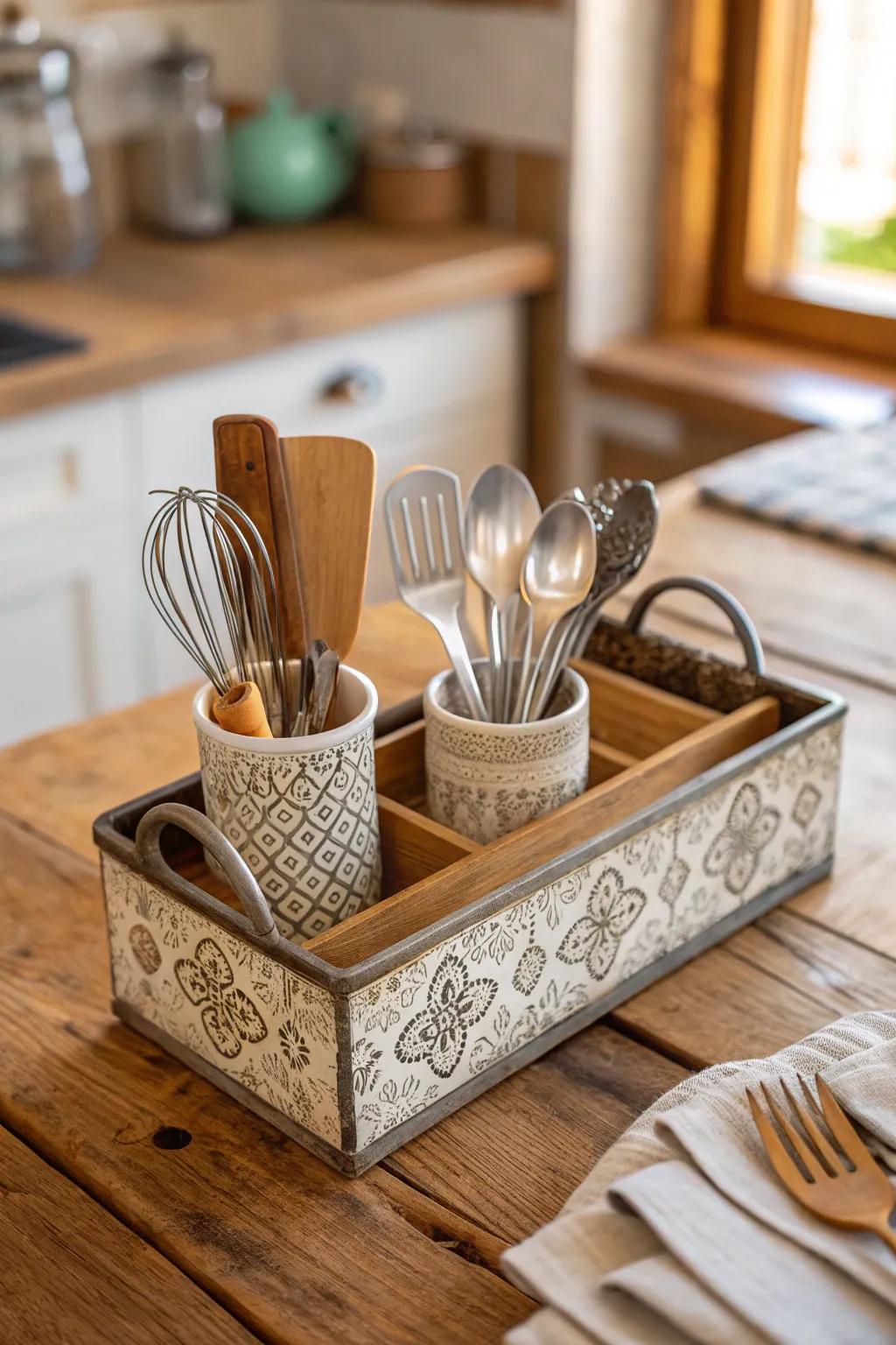 With its organized styling, your utensils are now easily available, and they add to the kitchen's beauty.
