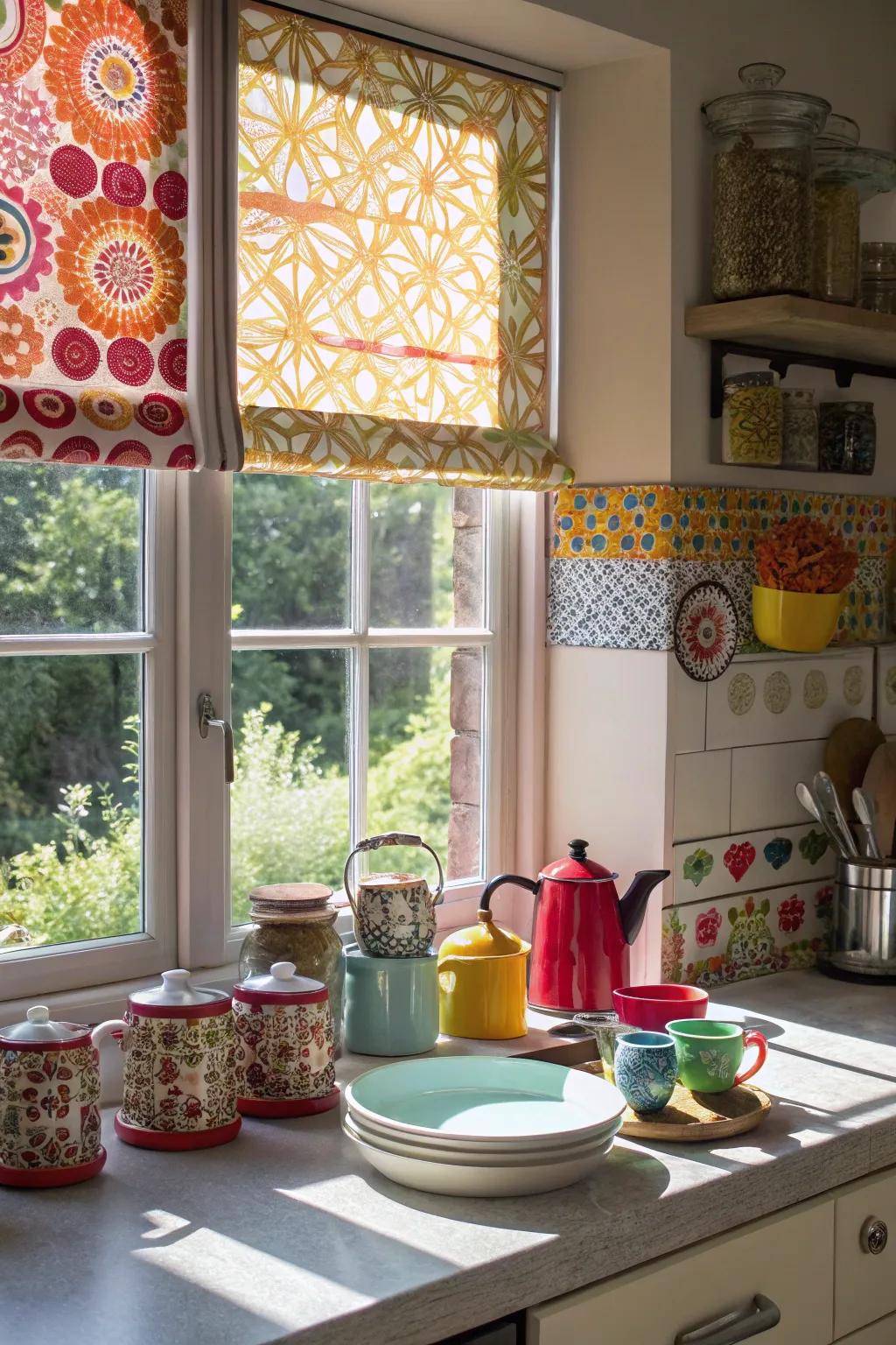 Designed shades bring character and charm to every kitchen setting.