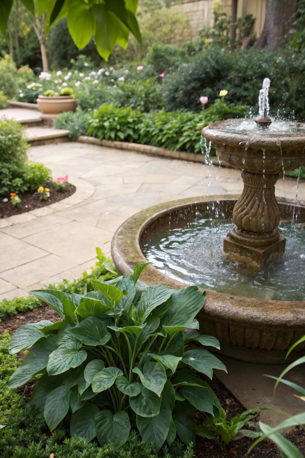 A water feature adds tranquility to your garden corner.