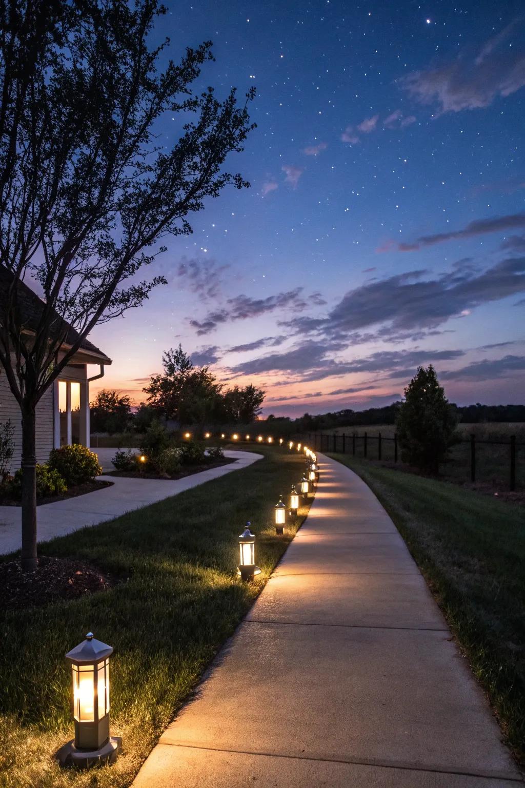 Pathway lighting for a welcoming and secure driveway.