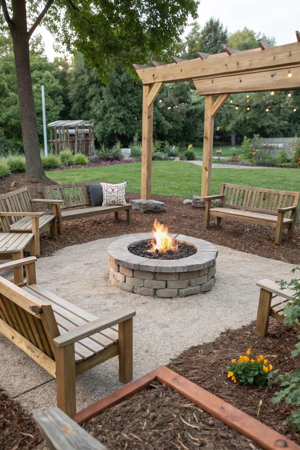 Ground cover makes for a warm and welcoming lounging space.