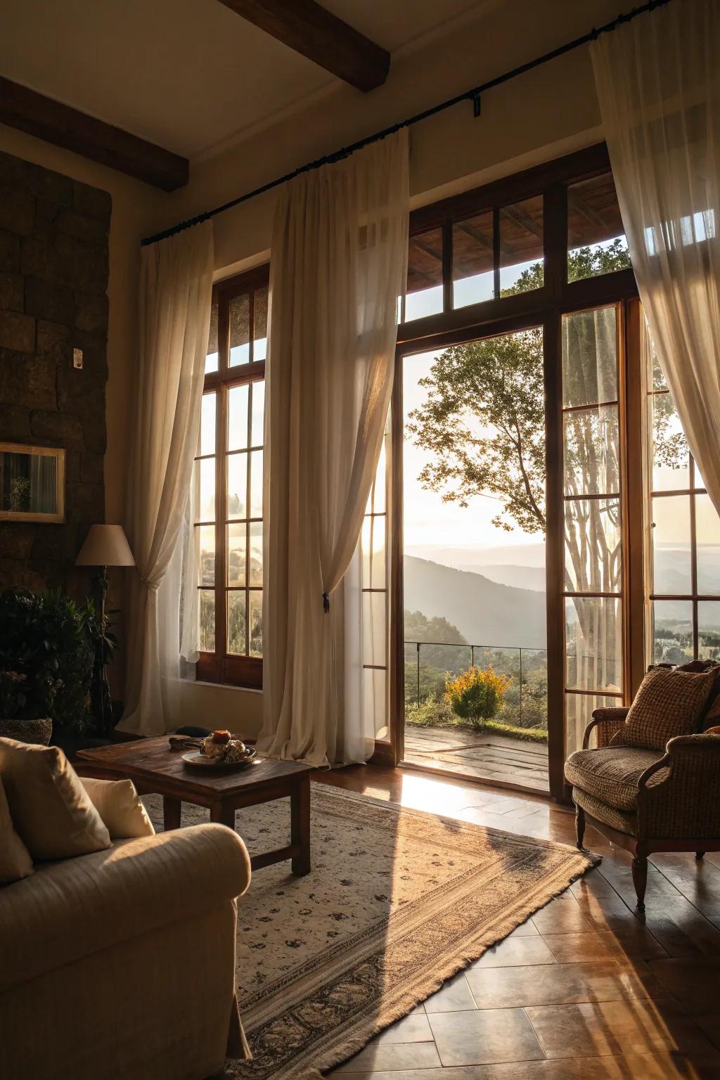 Exquisite light filtering curtains that extend seclusion while concurrently enabling light to flow unrestrictedly.