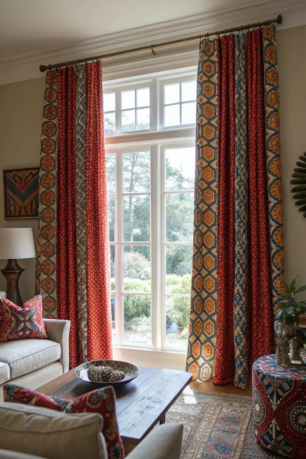 Make a statement with bold patterned curtains.