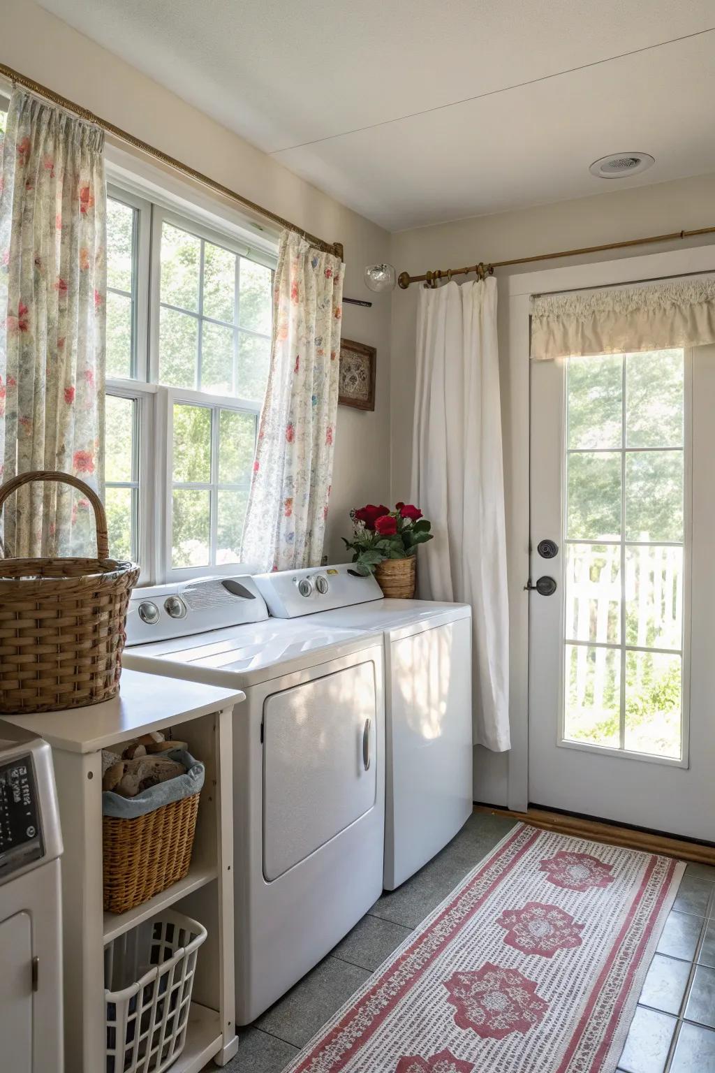 Half-drapes add a hint of laid-back appeal to any laundry zone.