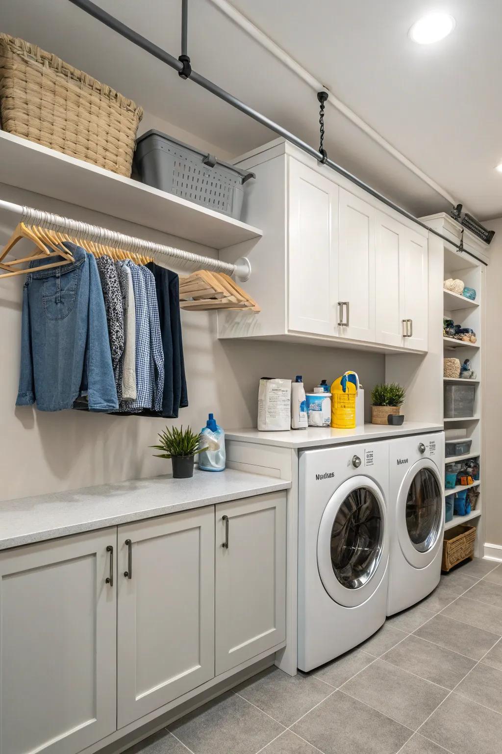 Design a dual-purpose area with strategic rod placements.