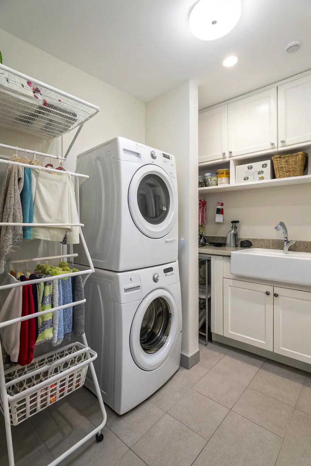 A stylish and useful built-in drying rack that will suit all your washing needs.