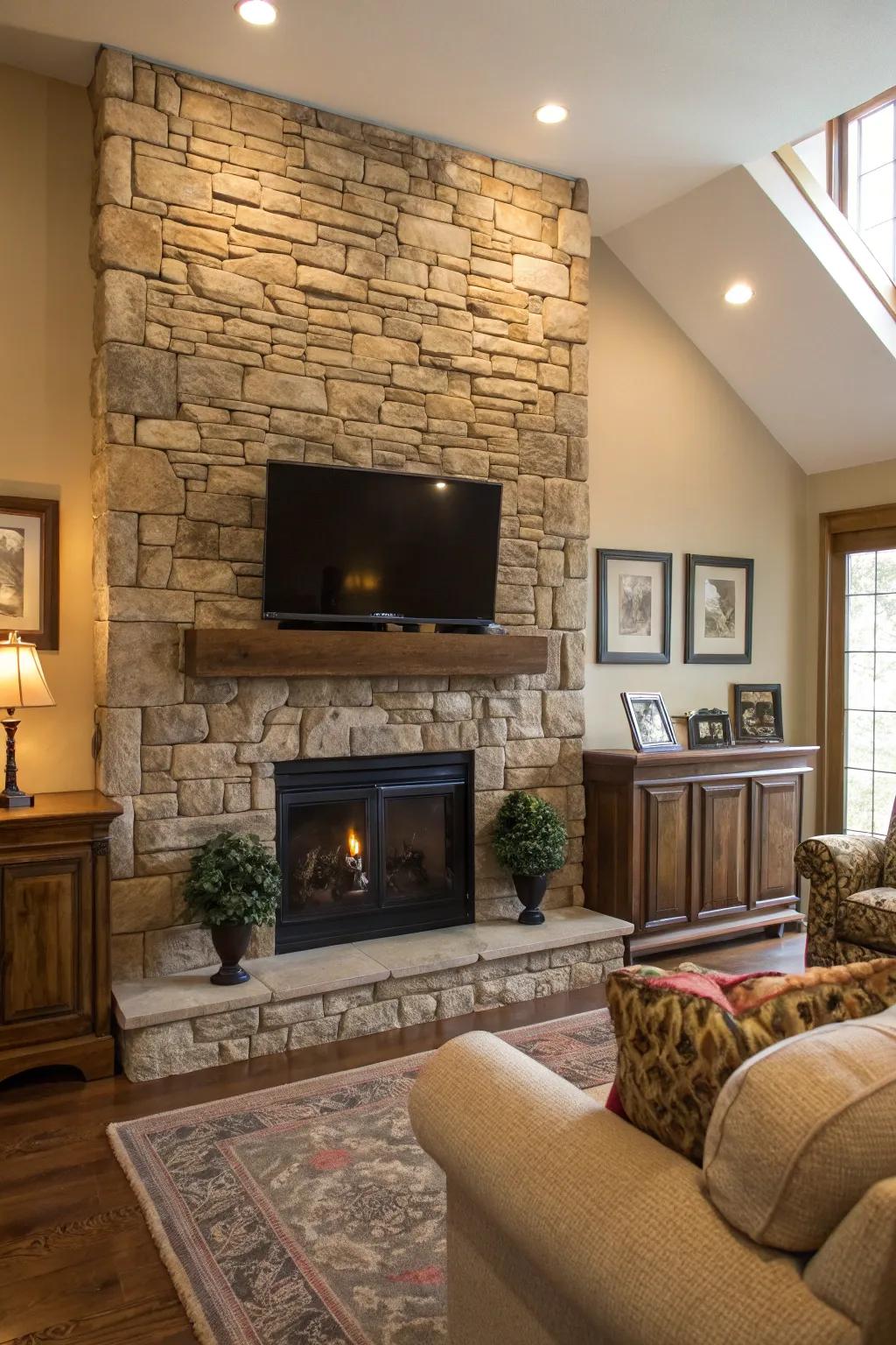 Textured walls introduce dimension and appeal to the area.