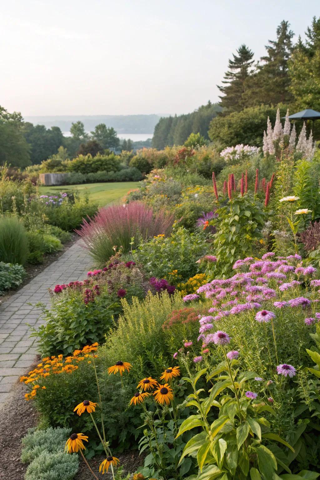 Stratified planting provides dimension and structure in the garden.
