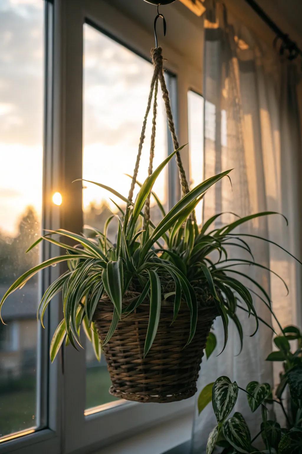 The spinneret plant is a classic option that gives your decor charm and simplicity.