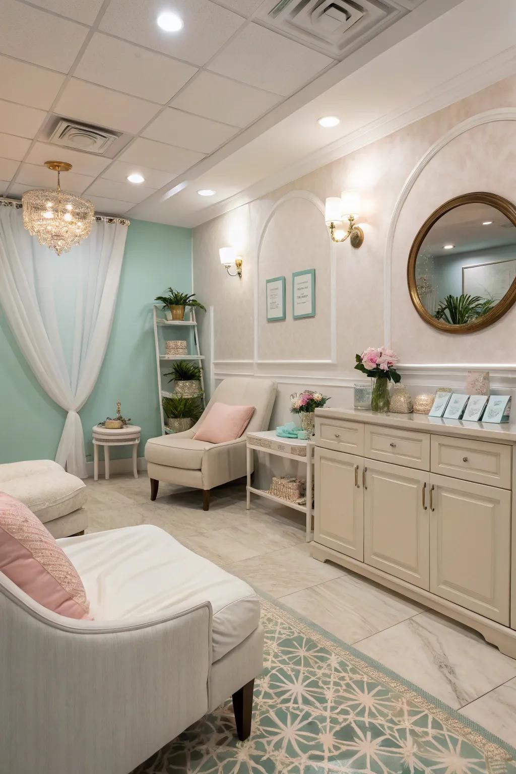 Gentle, soothing shades promote a tranquil mood.