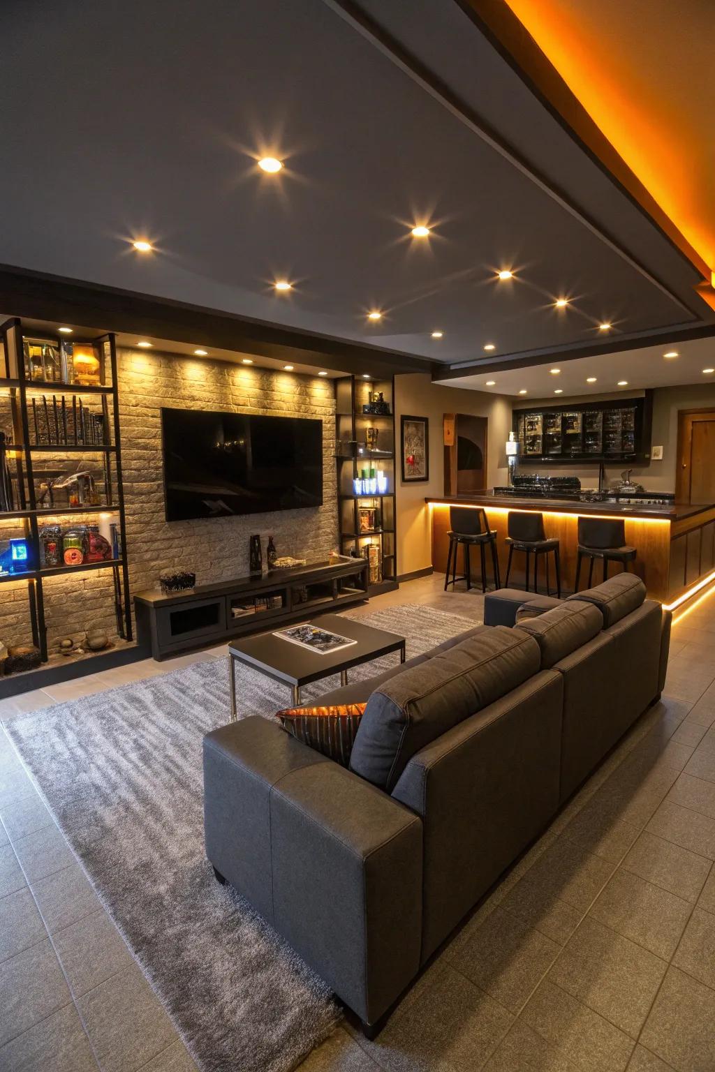 Illumination alters the mood of your man cave.