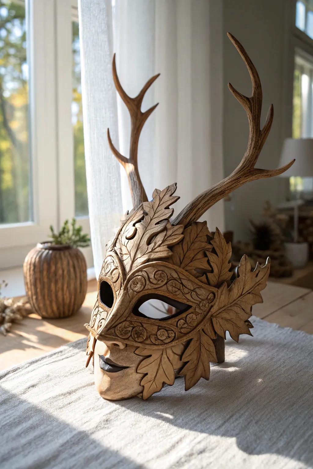 A nature-inspired mask art piece celebrating the wild.