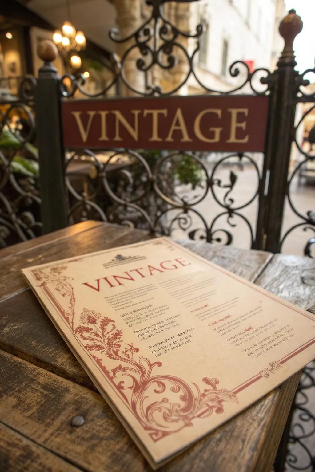Reminiscent details give your menu a captivating charm from the past.