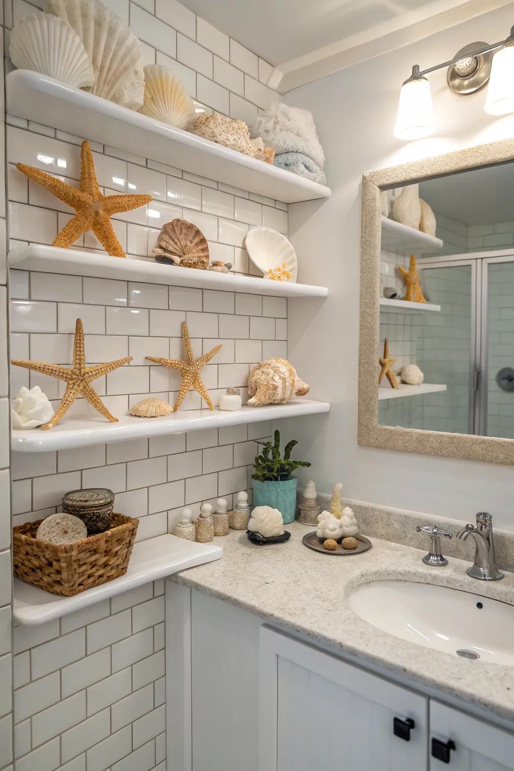 Shell features deliver a piece of the sea to your bathroom décor.