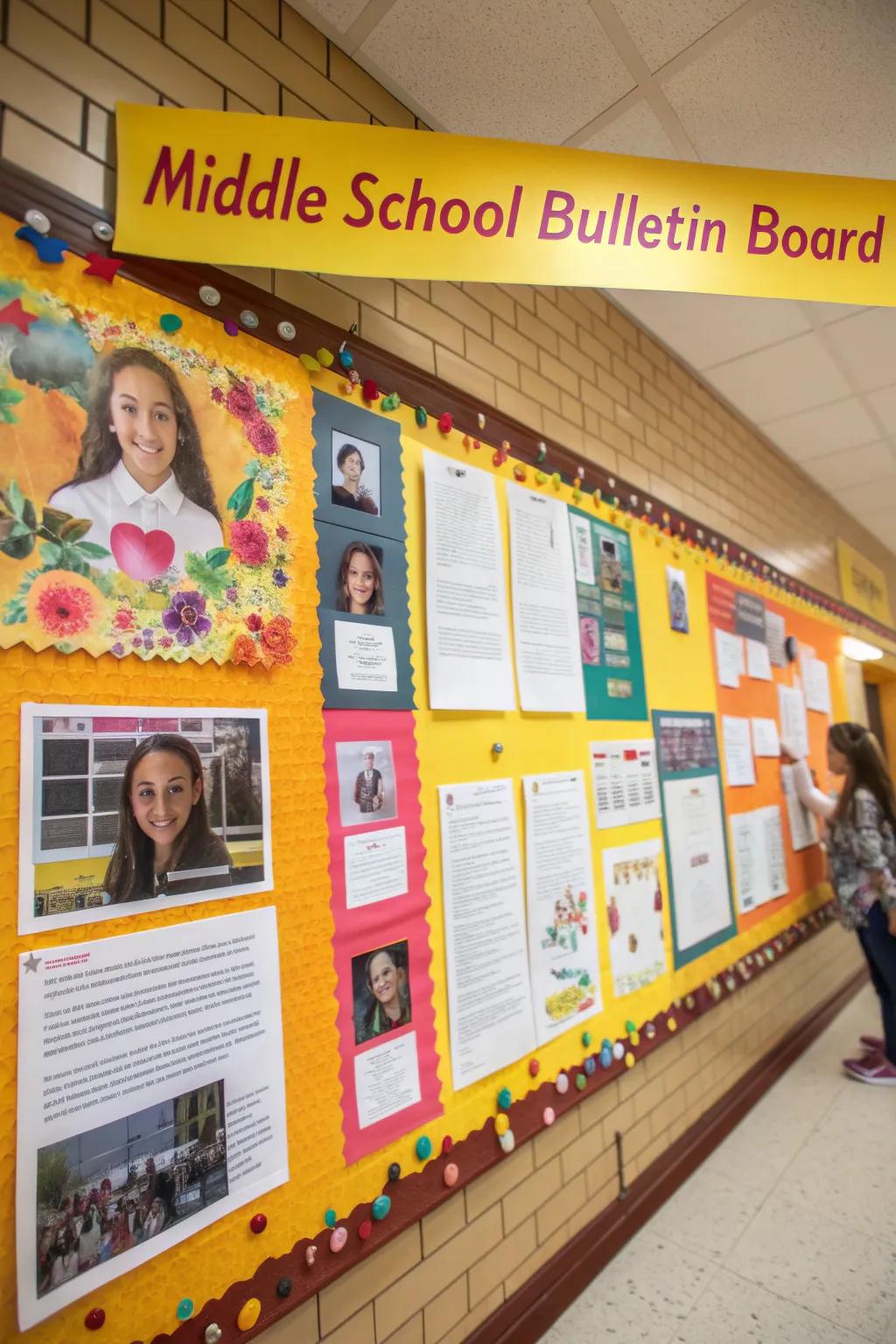 A Student Spotlight bulletin board highlighting student individuality