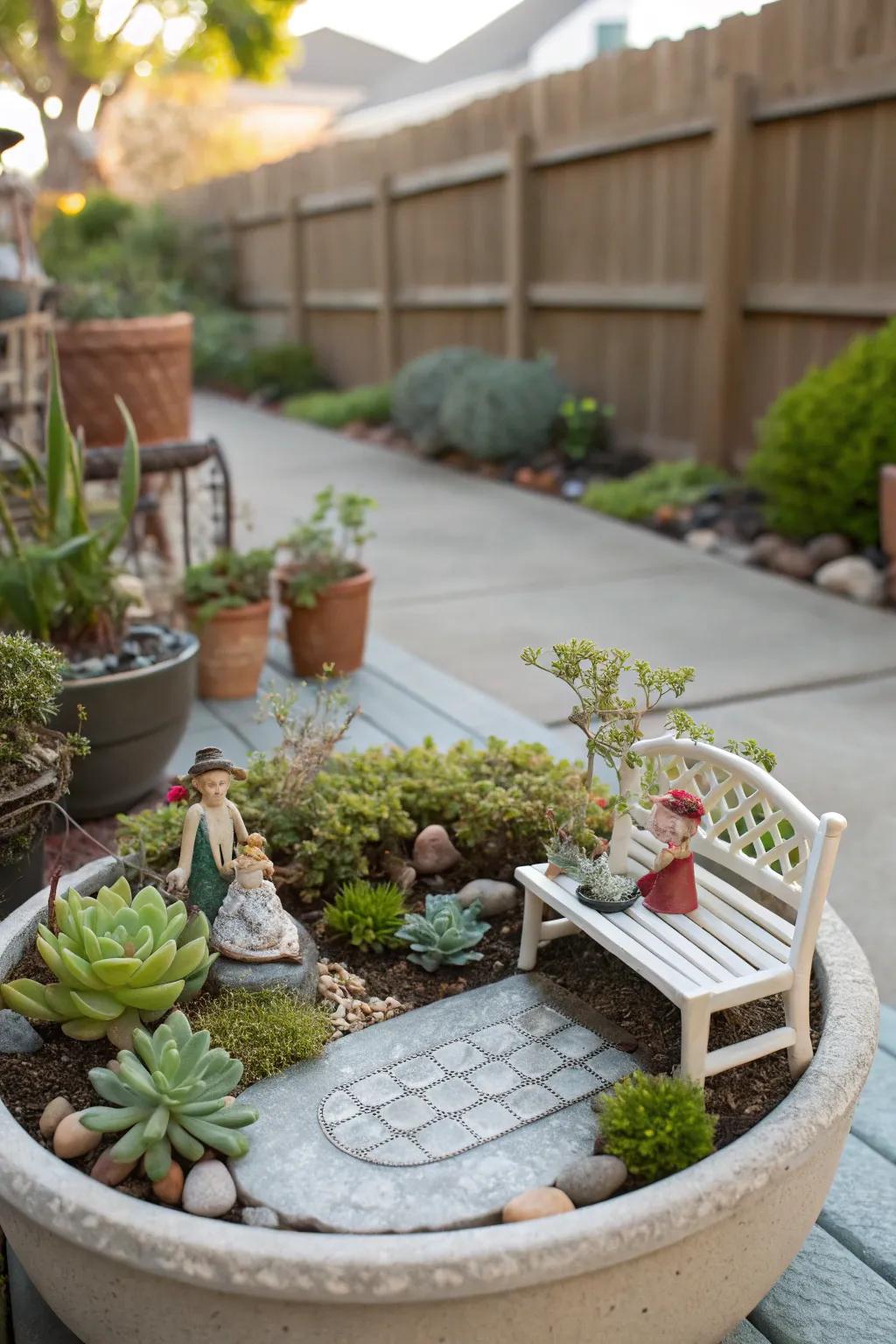 A whimsical mystical garden nestled among desert gems.