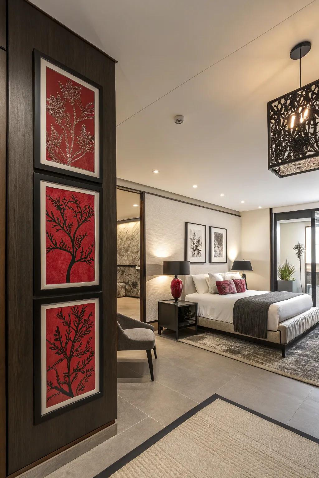 Art pieces contribute cohesion and individuality to the setting.