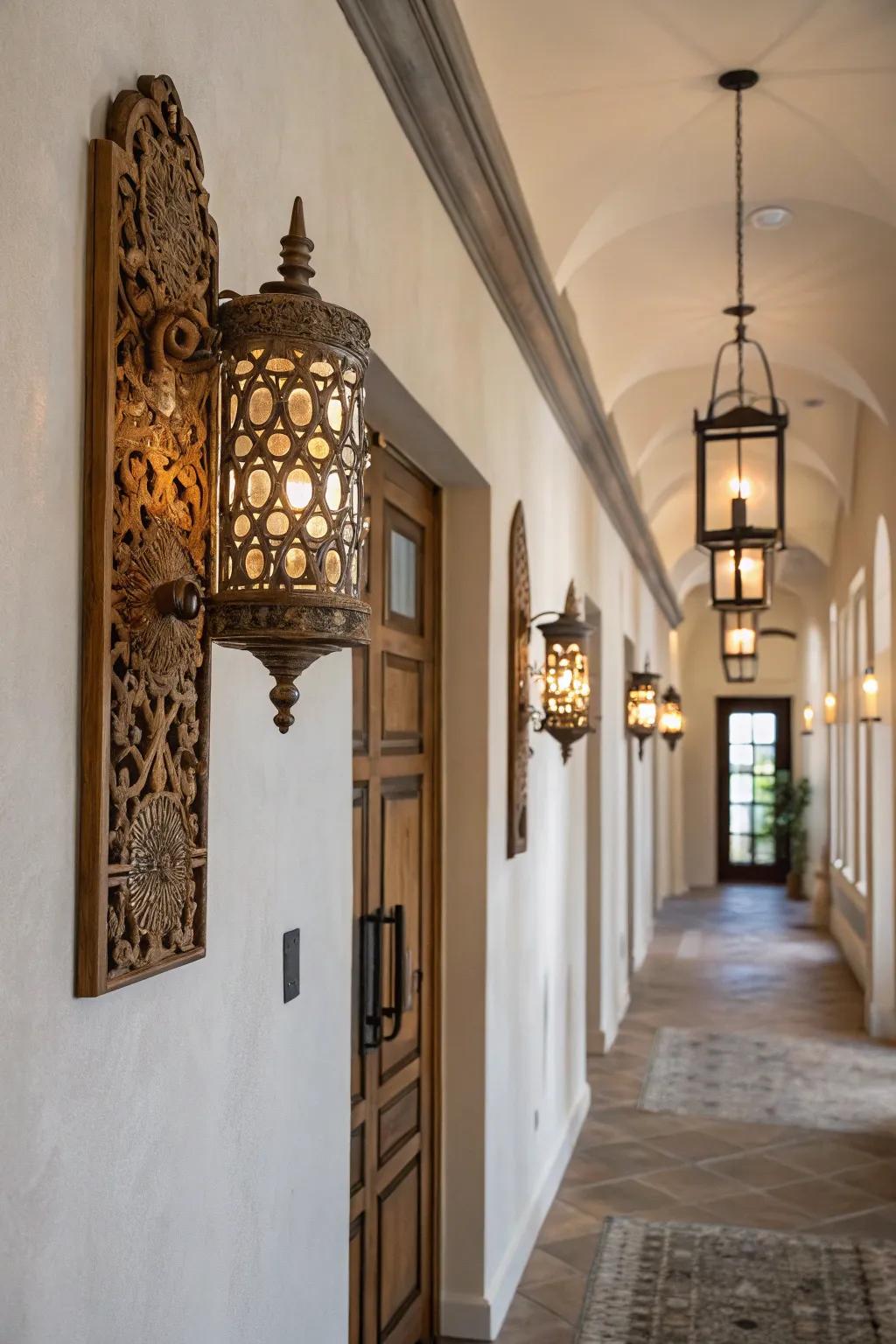 Mixed material sconces enrich any setting.