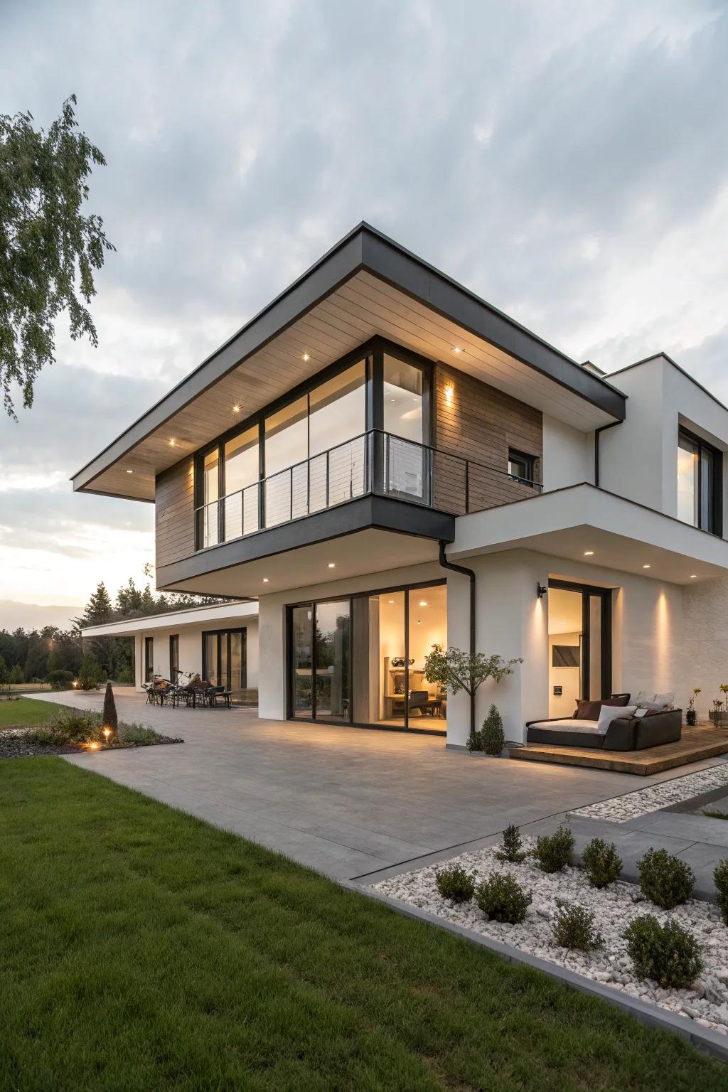 A modern house featuring a sleek flat roof for a contemporary appearance.