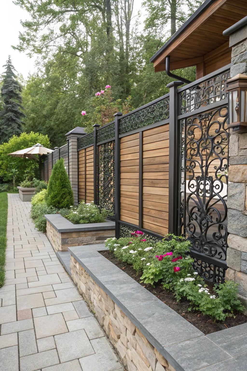 Compound elements create an outstanding contrast within contemporary fence layouts.