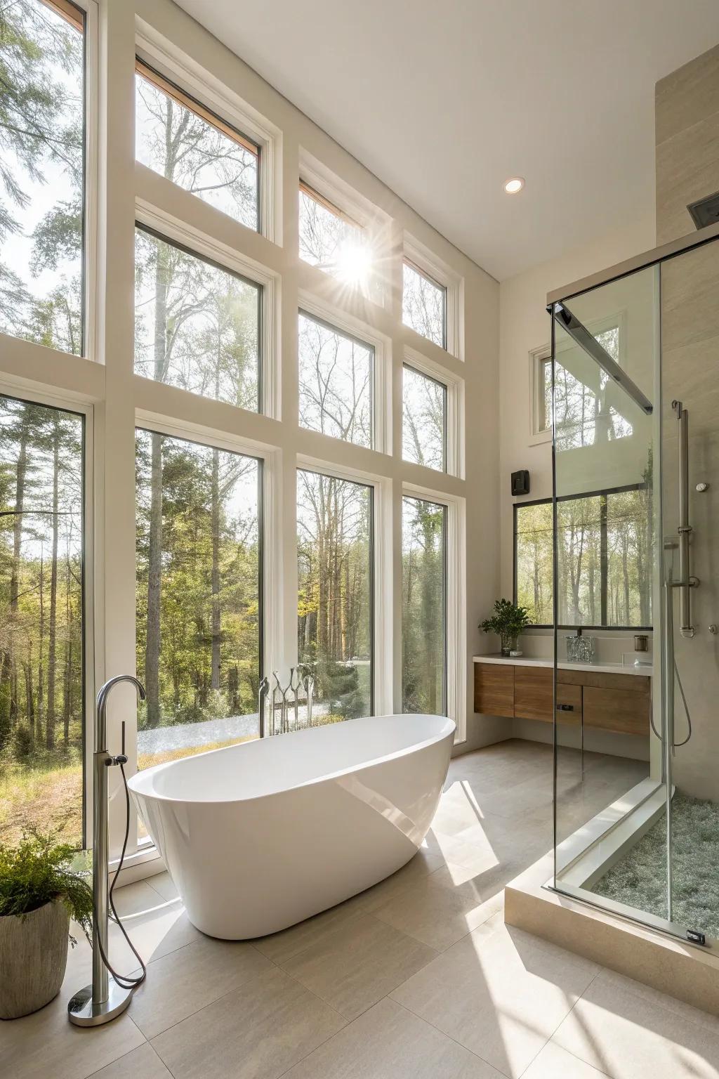 Natural light enhances the spacious feel of this bathroom.