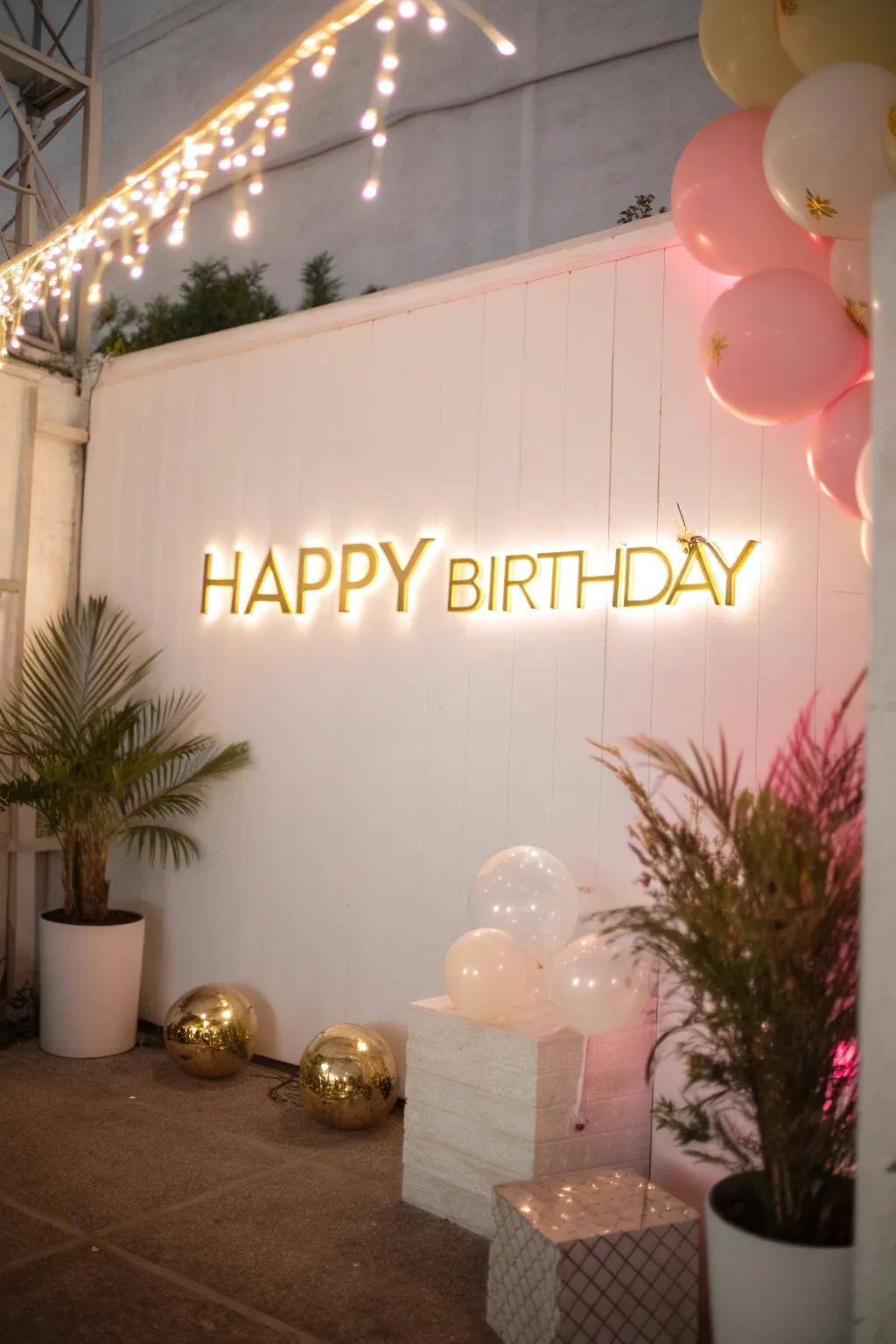 A modern neon sign adding a touch of glamour.