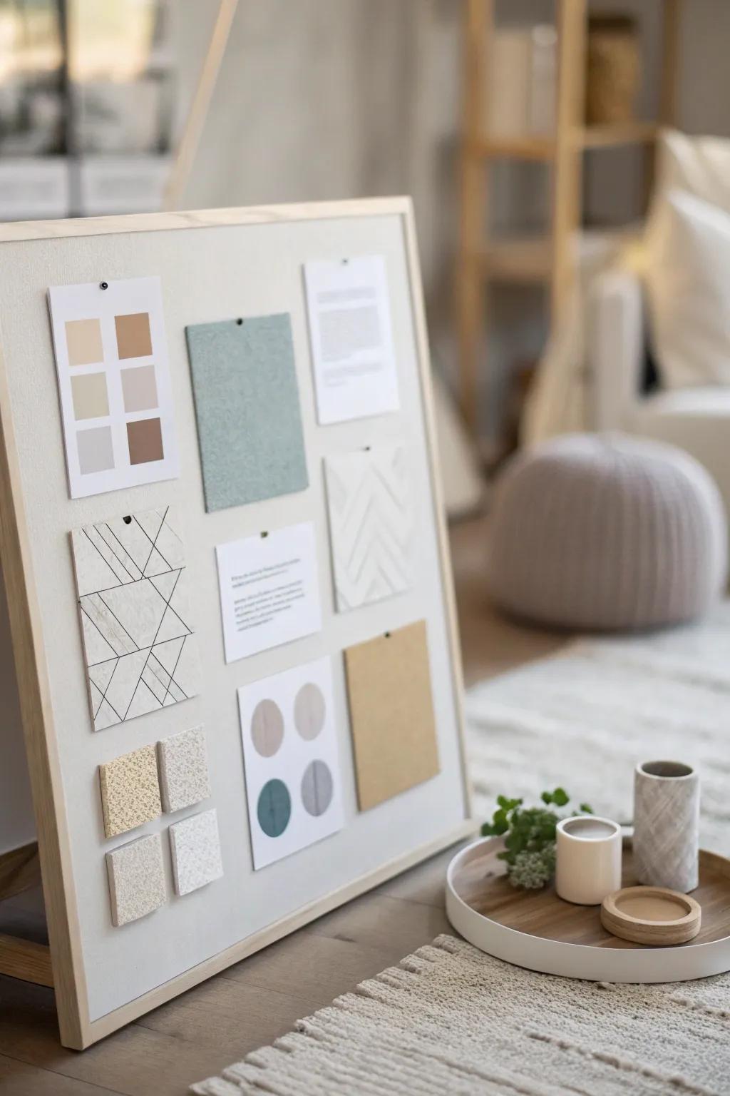 A minimalist mood board underscoring simplicity and refinement.