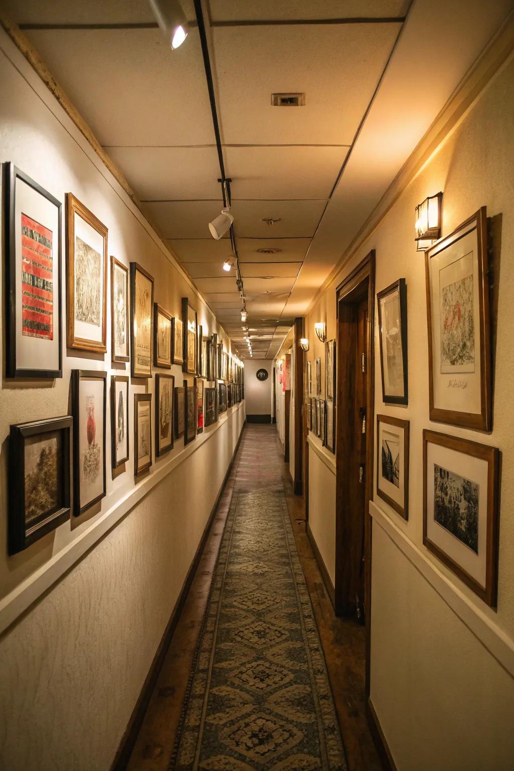 Turn your hallway into an art gallery with curated pieces.