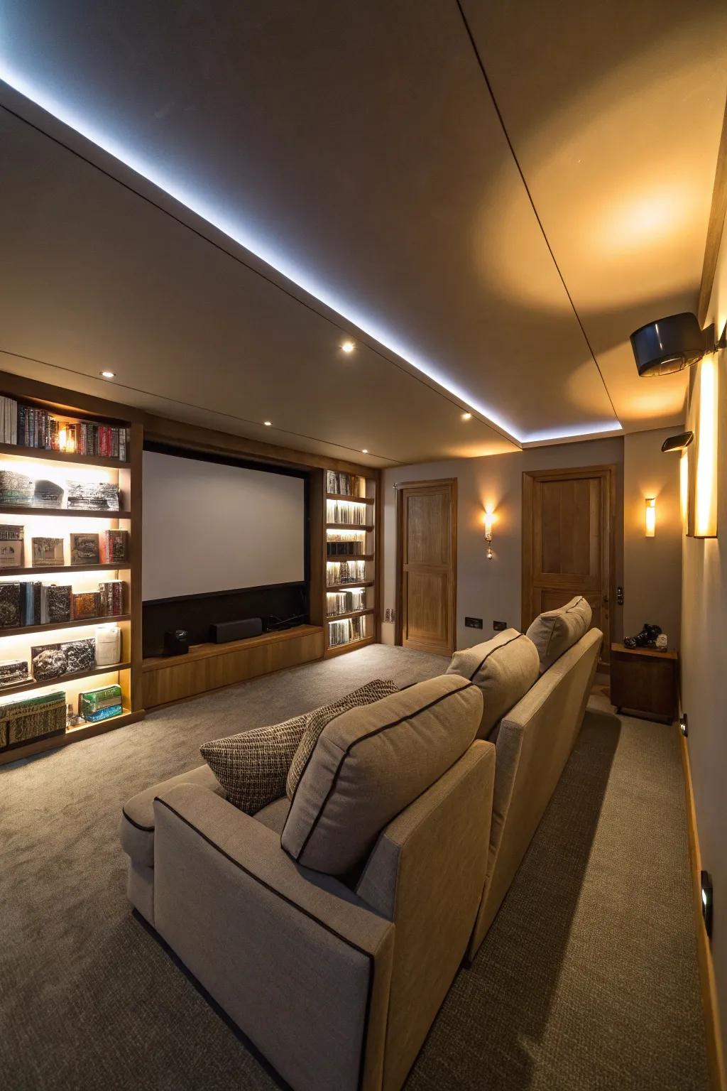 Soft lighting sets the best mood for movie nights.