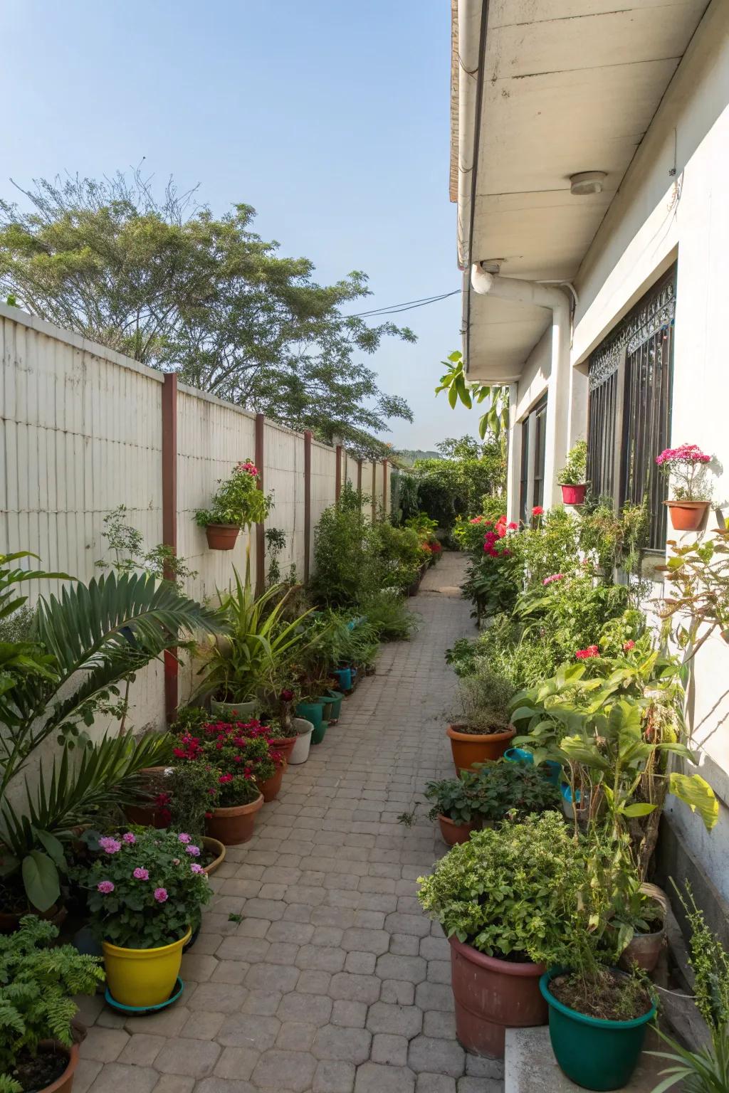 Potted plants introduce adaptability and splashes of color to confined spaces.
