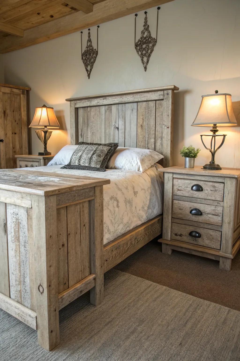 Weathered wood fixtures give nautical decor a rustic beauty.