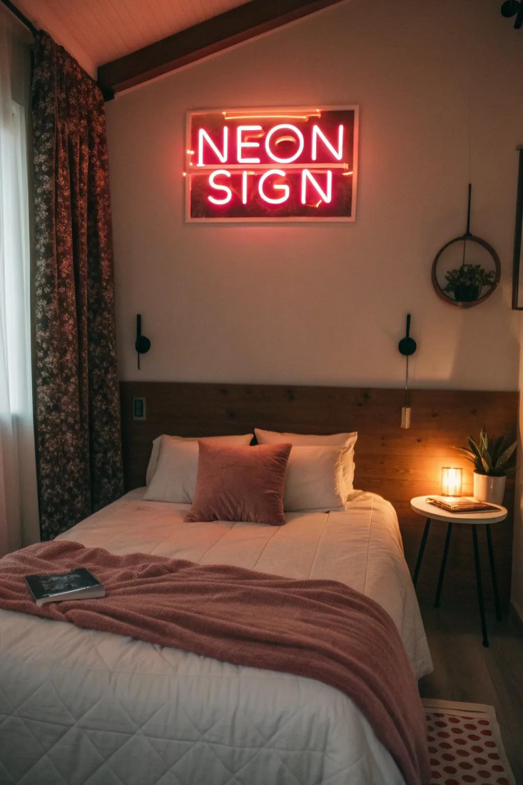 Amplify slumber space ambiance with an inviting neon design.