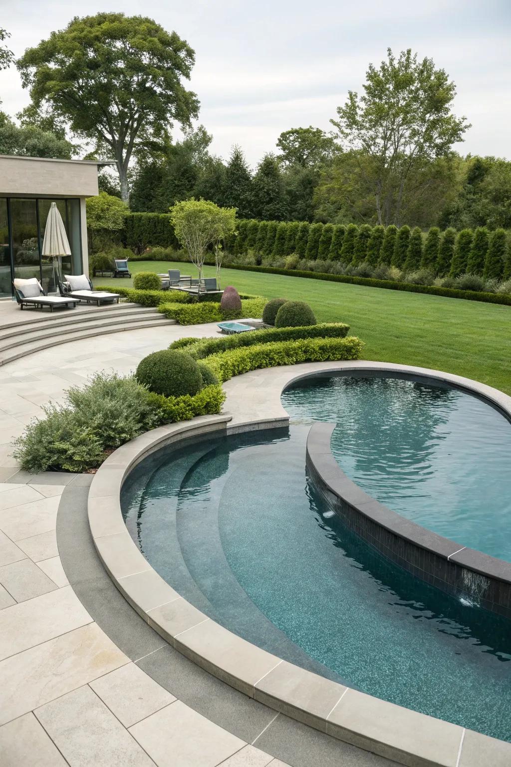 A creatively shaped <strong>pool</strong> with bends, contributing a hint of artistry to the yard.” loading=”lazy” class=”pimg”>
	</picture><figcaption>A creatively shaped <strong>pool</strong> with bends, contributing a hint of artistry to the yard.</figcaption></figure>
<p>Move away from conventional designs with a <strong>distinctly shaped pool</strong>. Bends and unorthodox designs can contribute an artistic touch to your yard, making your <strong>pool</strong> a prominent feature.</p>
<h3>A few helpful options:</h3>
<ul class=