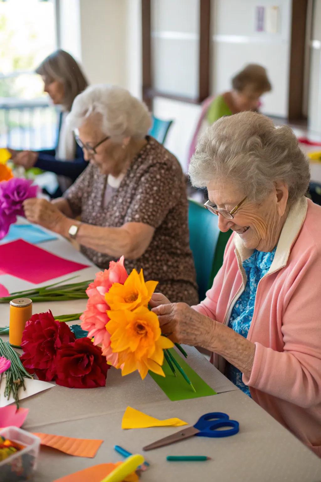 Crafting beautiful paper flower bouquets to brighten the day.