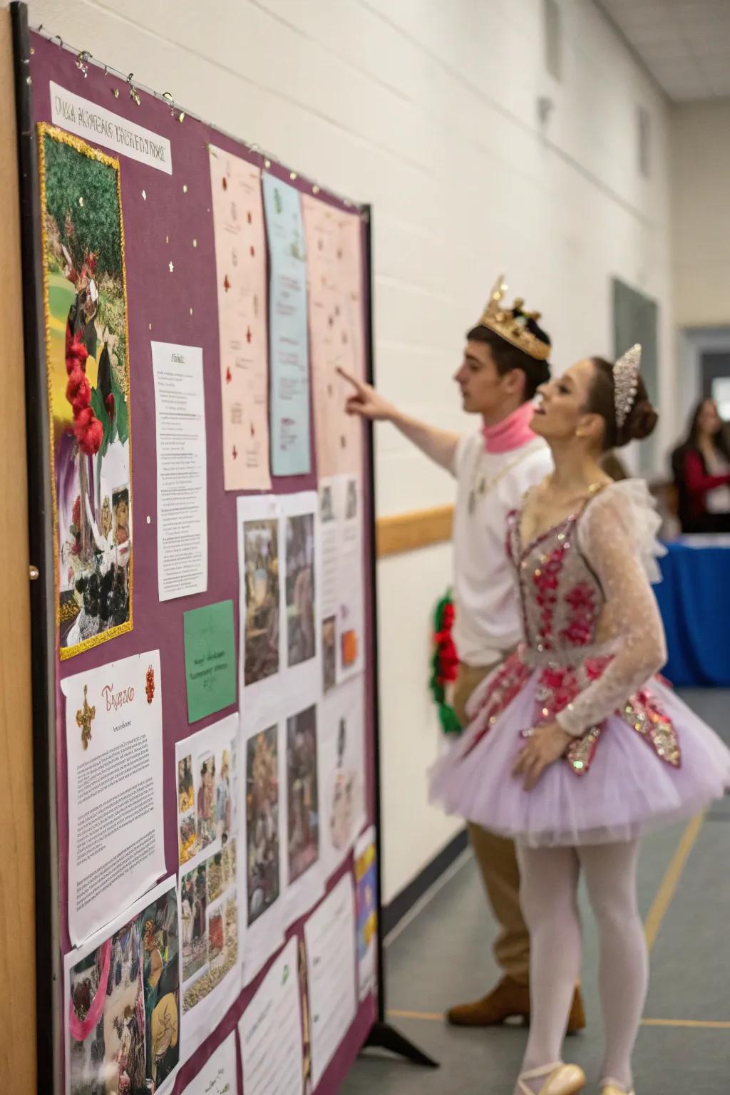 Notice board inspired by the Wooden Soldier Ballet, showcasing classic personalities.
