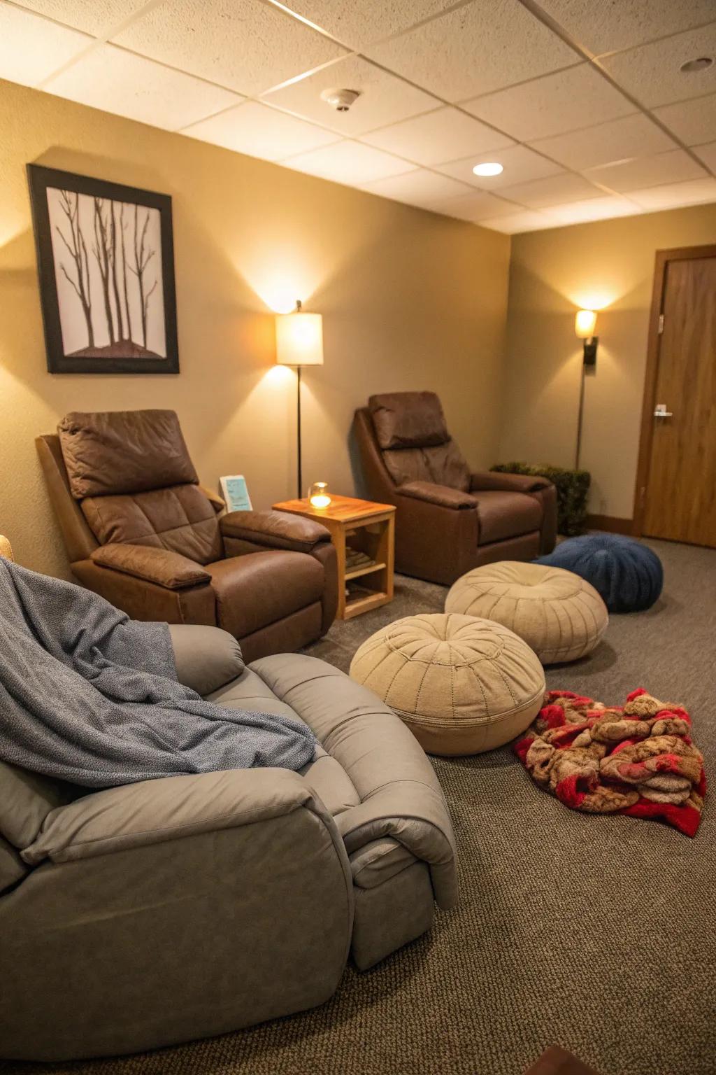 A serene nap room for recharging during the workday.