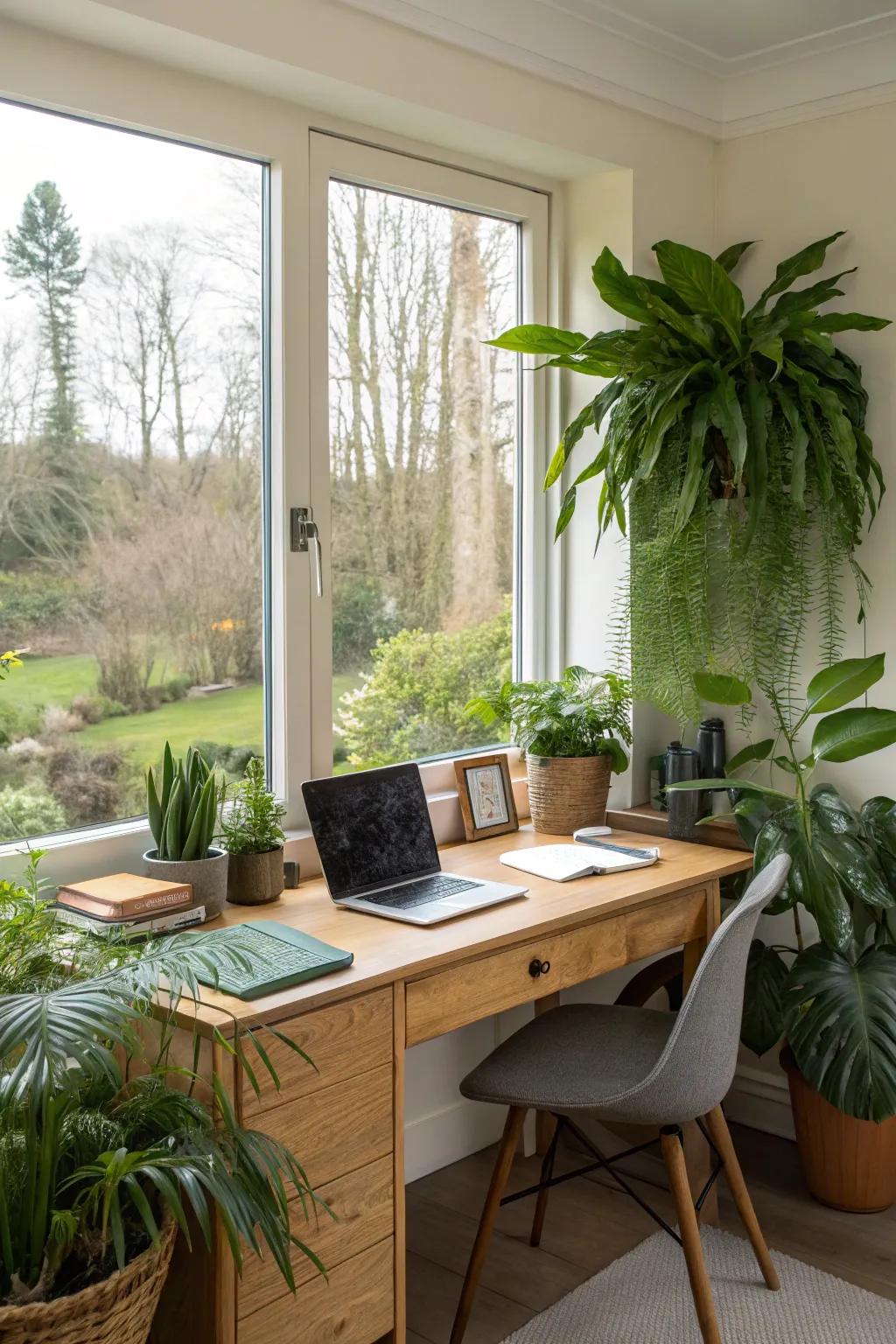 Greenery brings a calming presence to your virtual background.