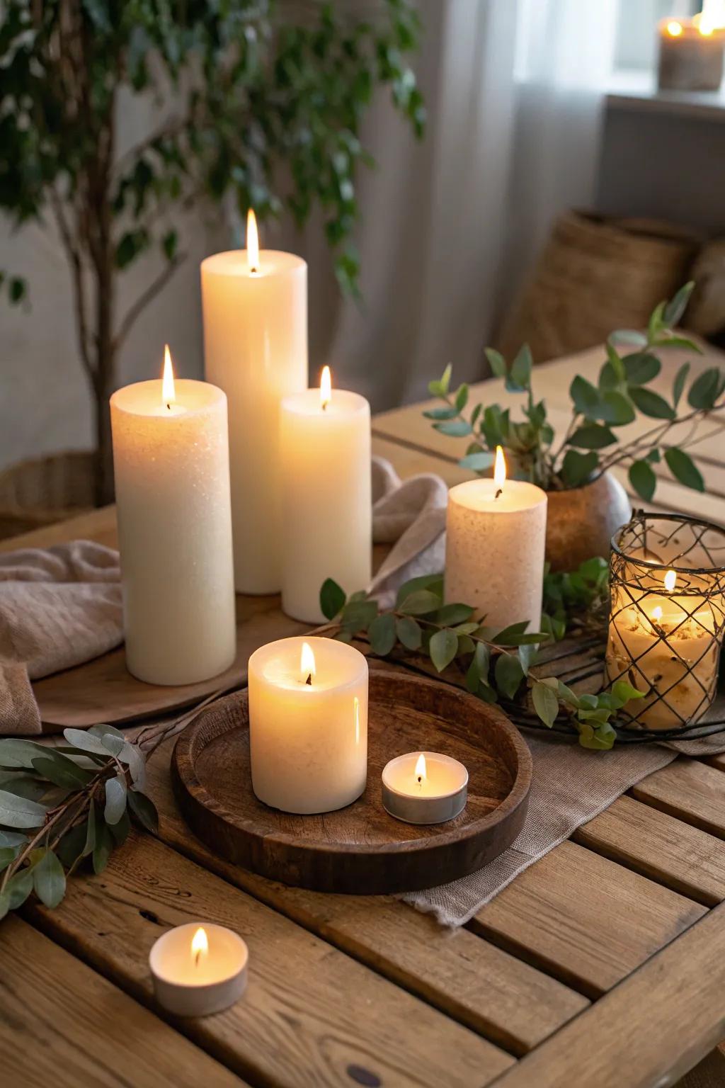 Illumination creates a cozy and inviting holiday atmosphere.