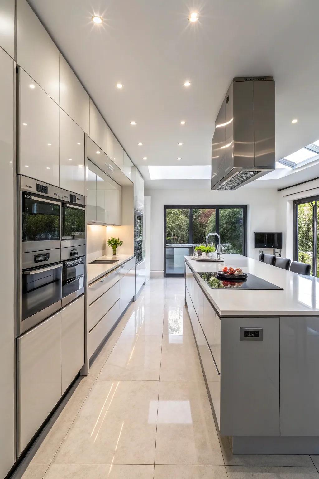 Sleek, modern appliances blend seamlessly into the open kitchen design.