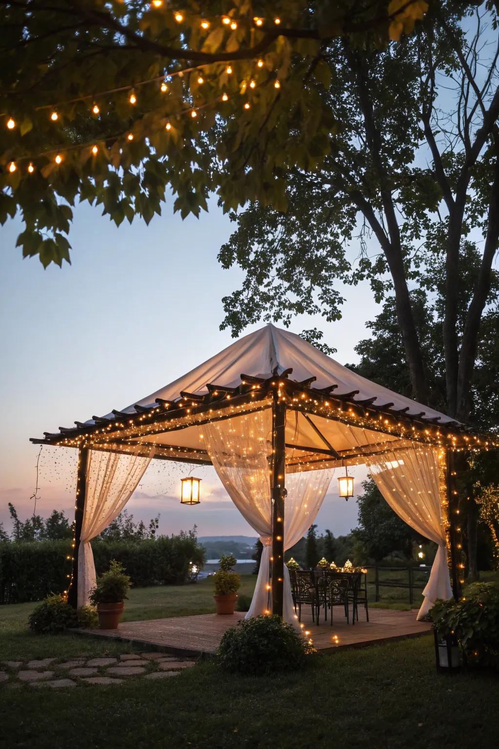 Pixie lights transform your canopy into a shimmering dreamland.