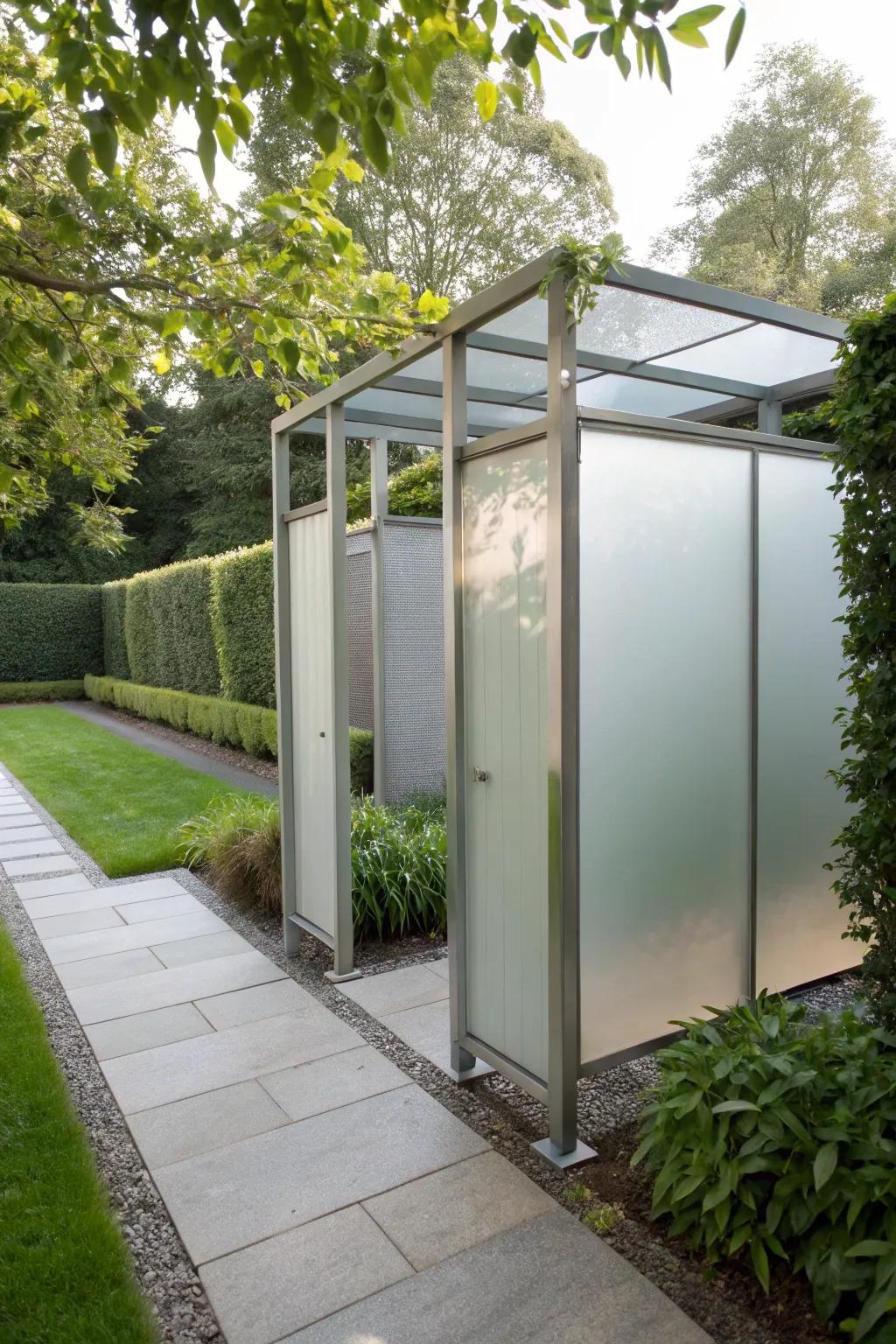 Sleek and modern, this metal build is a perfect fit for a minimalist outdoor space.