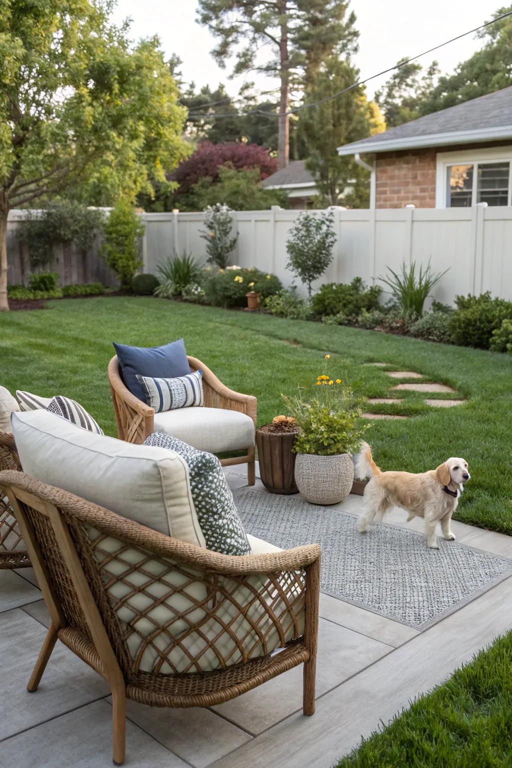 Enjoy the outdoors together with a comfortable seating area.
