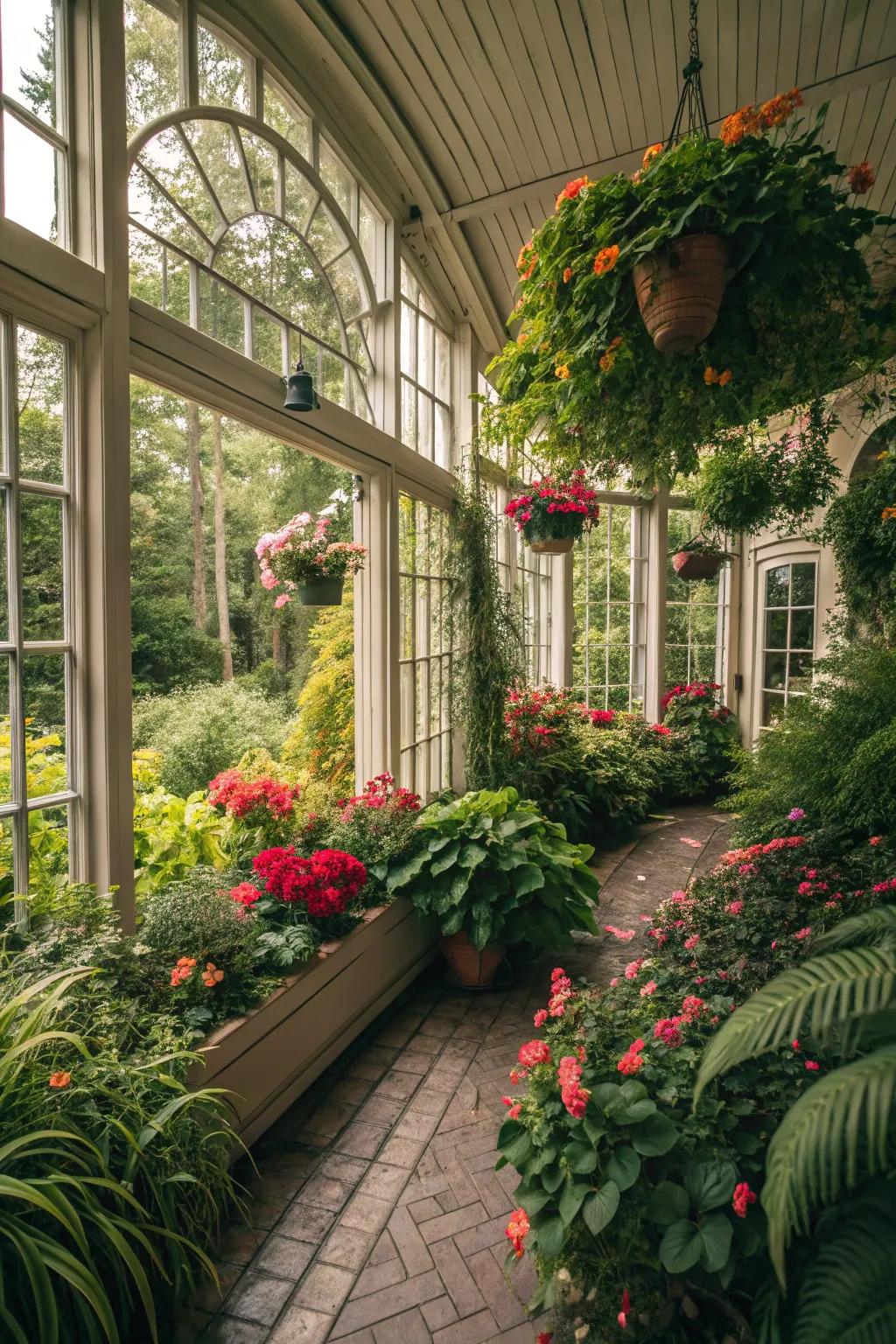 Natural components creating a vibrant and lush garden room.