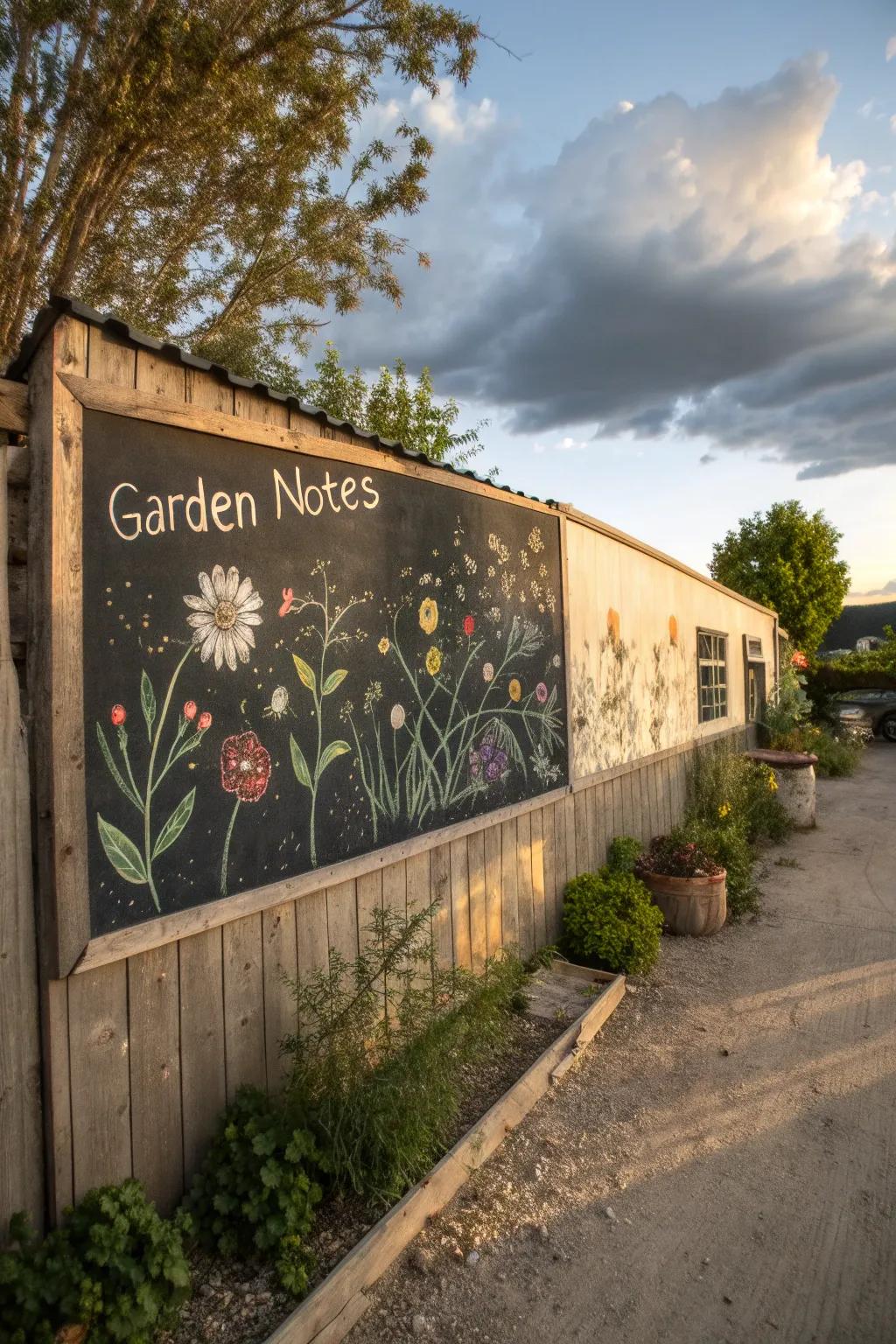 Chalkboard walls provide a creative area for notes and sketches.