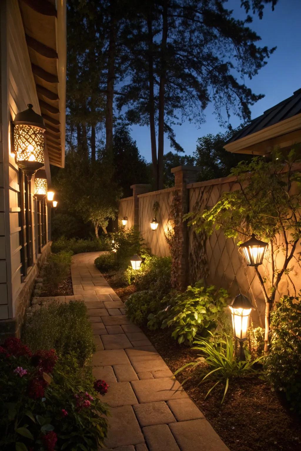 Ambient lights provide a warm, inviting glow.