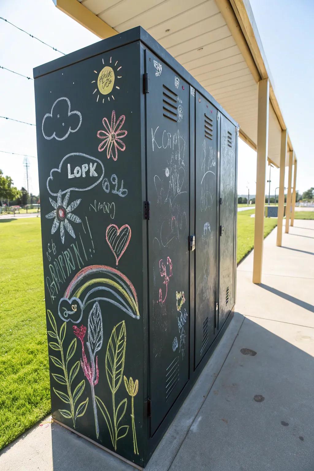 Let your thoughts flow with a chalkboard-painted locker door.