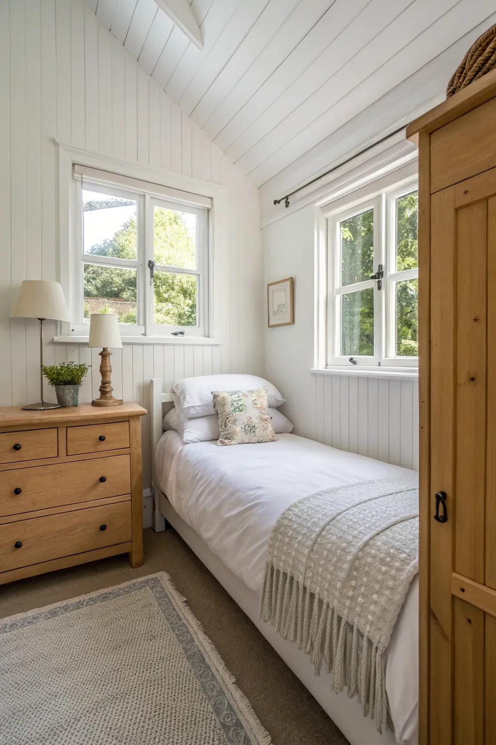 White walls have the ability to grow a room's perceived size and beautifully mirror sunlight.
