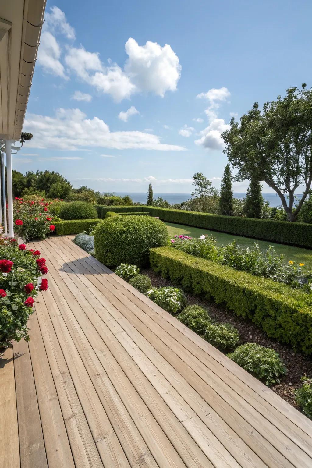 A deck coated in authentic timber tones, displaying the allure of the timber grain.